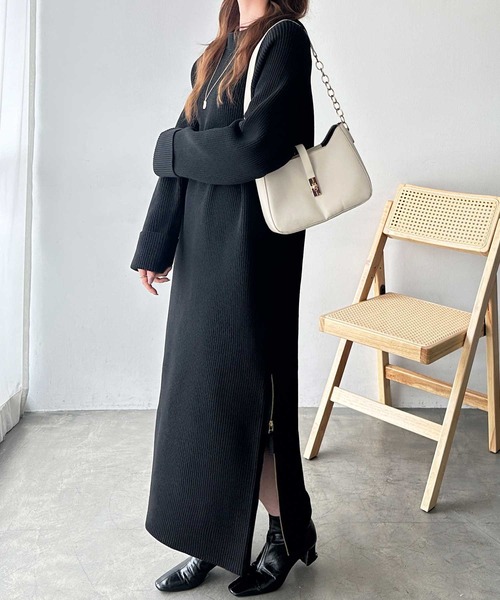 「GeeRA」 ニットワンピース X-LARGE チャコール レディース_画像4