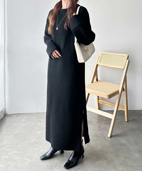 「GeeRA」 ニットワンピース X-LARGE チャコール レディース_画像6