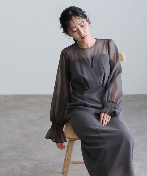 atlo（アトロ） 「PourVous」長袖ワンピース L チャコール レディース 