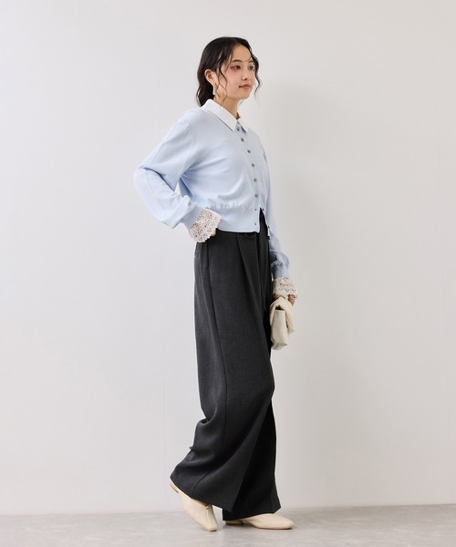 カナダ購入 ふわふわ白コットンフレアシャツ&amp;おりぼんベルトサマーパンツ サイドリボンフレアパンツ / Side Ribbon Flare Pants | FICTIO