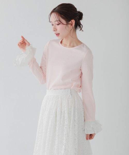 Fit more（フィットモア） tシャツ チュールフリルスリーブバック