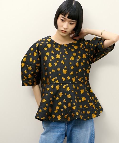 ADAM ET ROPÉ FEMME コクーンスリーブペプラムトップス ADAM ET ROPE'（アダムエロペ） ブラウス シャツ コクーンスリーブ