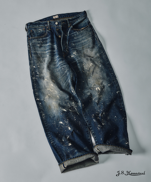 49500円タグ付試着のみJ.S.steadペンキ加工ワイドデニムパンツ JOURNAL STANDARD J.S HOMESTEAD ジーンズ J.S.Homestead / エイジング