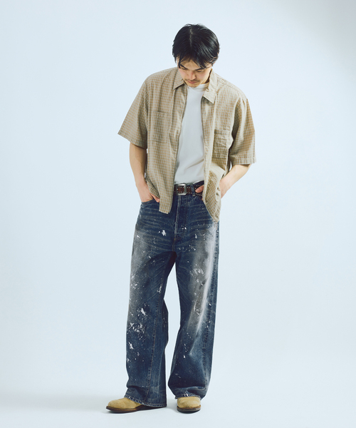 49500円タグ付試着のみJ.S.steadペンキ加工ワイドデニムパンツ JOURNAL STANDARD J.S HOMESTEAD ジーンズ J.S.Homestead / エイジング