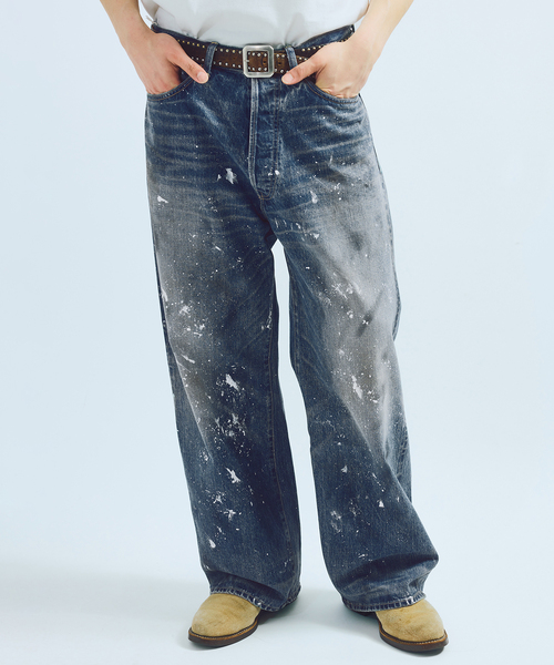 49500円タグ付試着のみJ.S.steadペンキ加工ワイドデニムパンツ JOURNAL STANDARD J.S HOMESTEAD ジーンズ J.S.Homestead / エイジング
