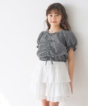 ブラウス シャツ キッズ ギャザーチェックブラ...の詳細画像4