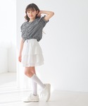 ブラウス シャツ キッズ ギャザーチェックブラ...の詳細画像5