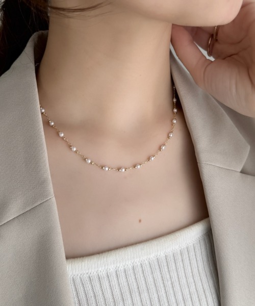 sowang ネックレス パールステーションネックレス レディース