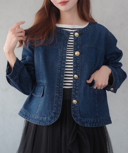 「CENEA」 デニムジャケット LARGE ブラック レディース_画像2