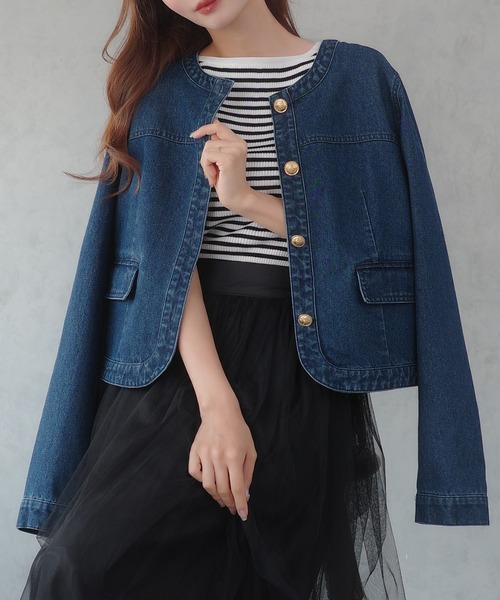 「CENEA」 デニムジャケット LARGE ブラック レディース_画像3