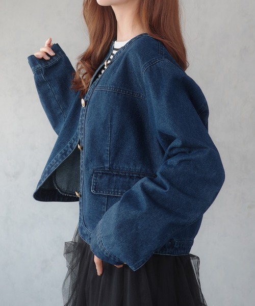 「CENEA」 デニムジャケット LARGE ブラック レディース_画像4