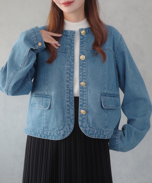 「CENEA」 デニムジャケット LARGE ブラック レディース_画像7