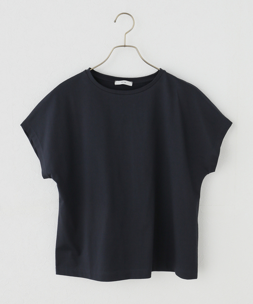 【新品タグ付き】IENA★ATON SUVIN ラウンドヘム Tシャツ　ブラック IENA（イエナ） tシャツ 半袖 ATON/エイトン SUVIN 60/2 CAP SLEEVE T