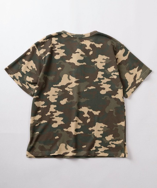 ヘンリーネック tシャツ 「82」カモフラ柄 クロスワンポイント