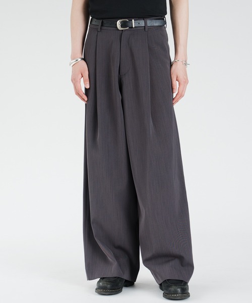 SINSS ワイドパンツ スラックス One tuck wide straight slacks