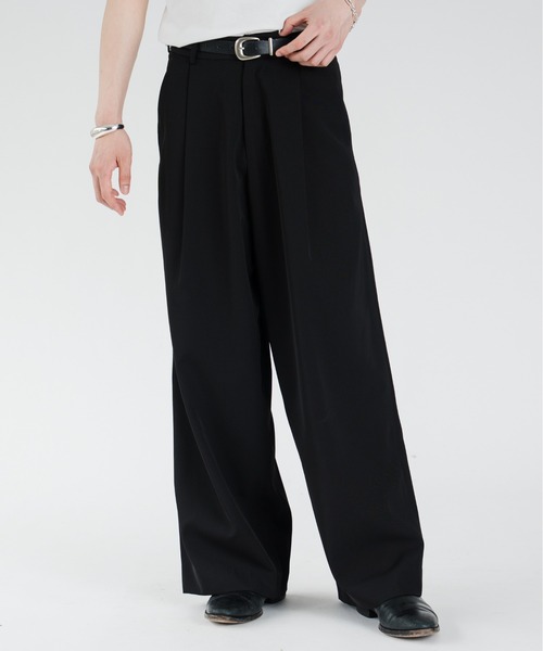 SINSS ワイドパンツ スラックス One tuck wide straight slacks