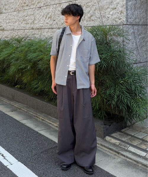 SINSS ワイドパンツ スラックス One tuck wide straight slacks