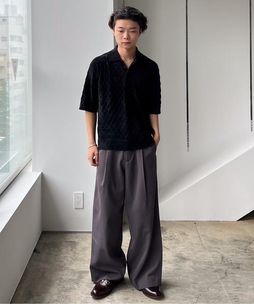 SINSS ワイドパンツ スラックス One tuck wide straight slacks