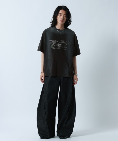 Spray Print Tee jentlouis スプレー半袖Tシャツ　黒 RAGEBLUE（レイジブルー） tシャツ Spray Print T-Shirt/スプレー加工