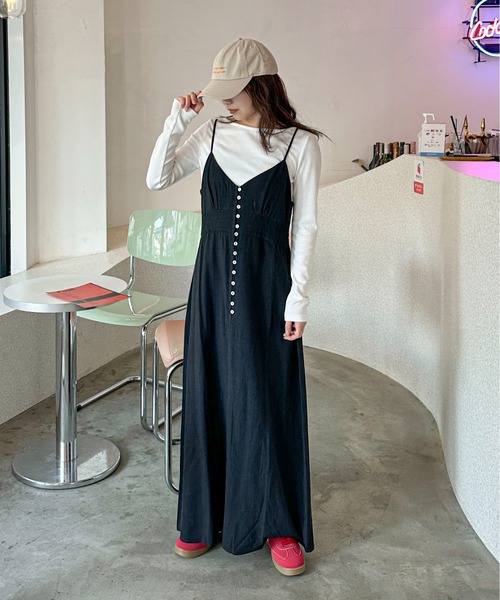 「PILIT」 キャミソールワンピース MEDIUM ブラック レディース_画像4