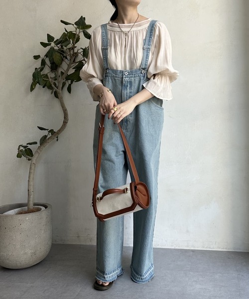 デニムサロペットdoudou freeサイズ DouDou（ドゥドゥ） デニムパンツ FREE スカイブルー レディース