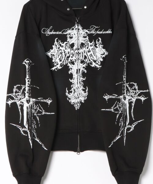パーカー Y2Kゴシッククロスジップパーカー レディース メンズ