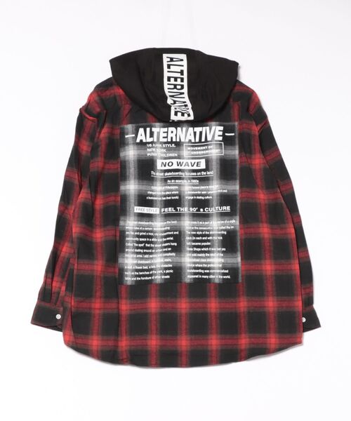 STYLEBLOCK シャツ オンブレチェック柄バックロゴプリント