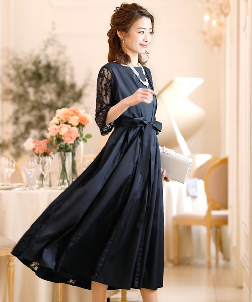 PourVous（プールヴー） ドレス ロング＆七分袖フォーマルハイウエス