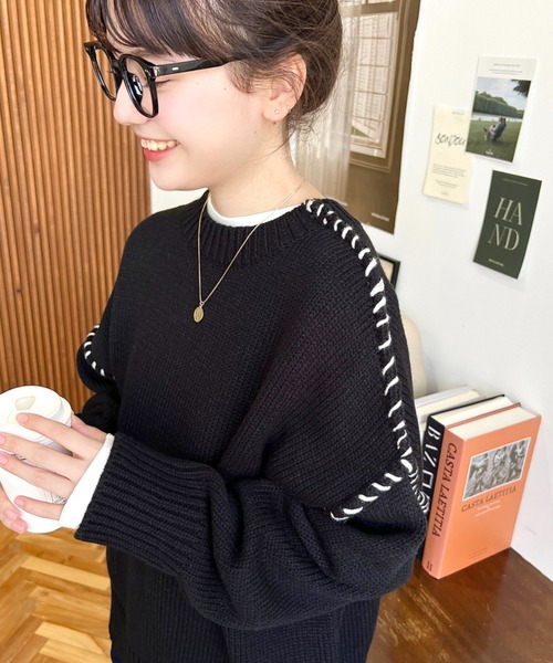 長袖ニットセーター❤5点セット　レディース　まとめ売り　プルオーバー　即購入可能 moment+ ニット セーター 「累計販売枚数2万枚突破！」 配色ハンド