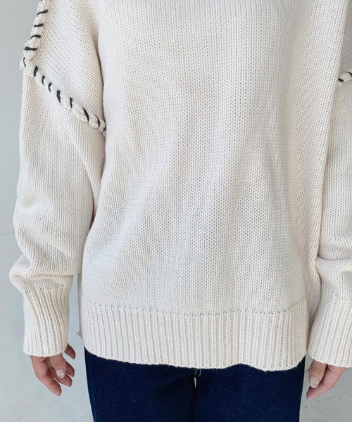 moment+ ニット セーター 「累計販売枚数2万枚突破！」 配色ハンド