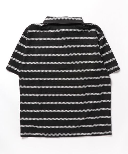STYLEBLOCK ポロシャツ エンボスワッフルポロシャツ(ボーダー