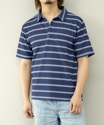【送関込・国内発送】PEOPLESTYLE★ ボーダー ポロシャツ STYLEBLOCK ポロシャツ エンボスワッフルポロシャツ(ボーダー
