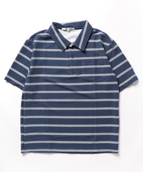 【送関込・国内発送】PEOPLESTYLE★ ボーダー ポロシャツ STYLEBLOCK ポロシャツ エンボスワッフルポロシャツ(ボーダー