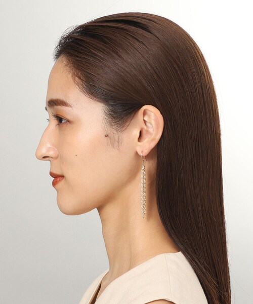 COCO SHNIK K10ゴールドフックピアス K10ダイヤモンド カーブライン フックピアス（ピアス（両耳用