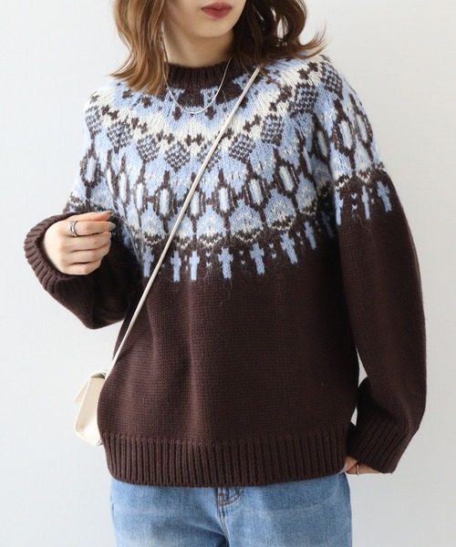 ニット セーター EGLANTINE ノルディックプルオーバー レディース EGLANTINE ニット セーター ノルディックプルオーバー