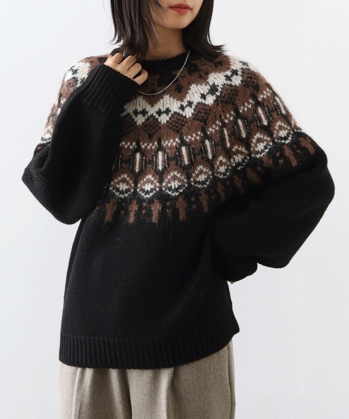 ニット セーター EGLANTINE ノルディックプルオーバー レディース EGLANTINE ニット セーター ノルディックプルオーバー