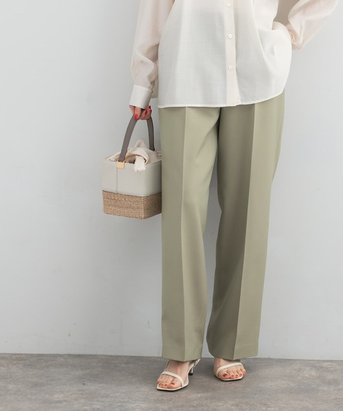 パンツ シャンブレーセンタープレスストレートパンツ レディース