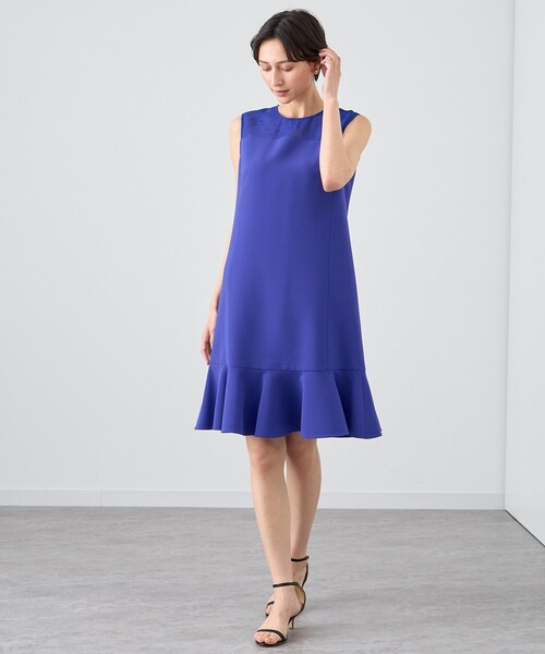 ANAYI ワンピース ストレッチクロスヘムフリルワンピース