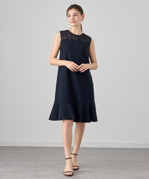 ANAYI ワンピース ストレッチクロスヘムフリルワンピース