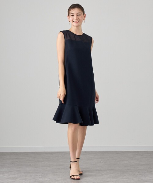 ANAYI ワンピース ストレッチクロスヘムフリルワンピース