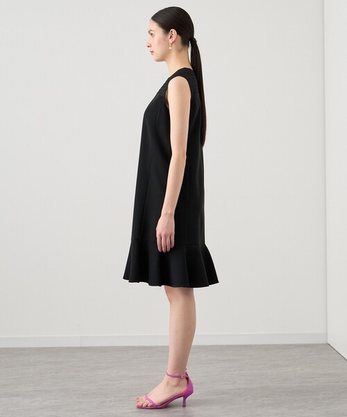 ANAYI ワンピース ストレッチクロスヘムフリルワンピース