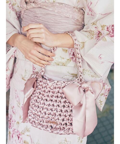 新品未使用 Maison de FLEUR サイドリボンバッグ Maison de FLEUR エコバッグ 編み込みサイドリボンバッグ