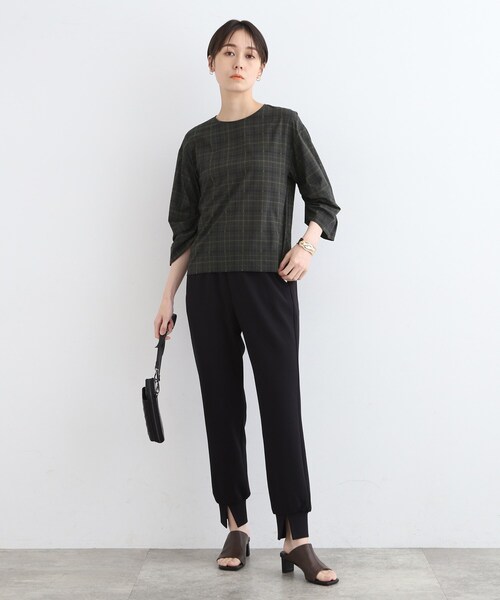 INDIVI ブラウス シャツ 「洗える／SETUP可能／超軽量」袖タック