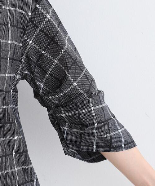 ブラウス シャツ 「洗える／SETUP可能／超軽量」袖タックチェック柄ブラウス レディース INDIVI ブラウス シャツ 「洗える／SETUP可能／超軽量」袖タック