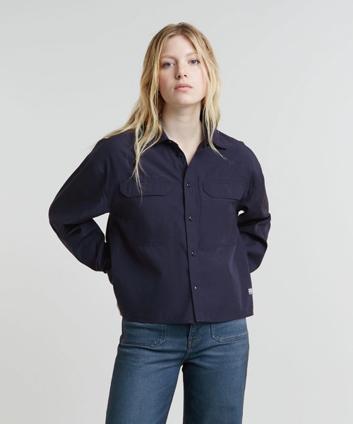 ブラウス シャツ CROPPED POCKET SHIRT/ミリタリーディテールクロップドポケットシャツ レディース