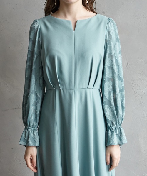 AIMER ドレス ペイズリー柄スリーブフレアパーティードレス 結婚