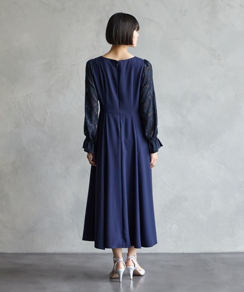 AIMER ドレス ペイズリー柄スリーブフレアパーティードレス 結婚