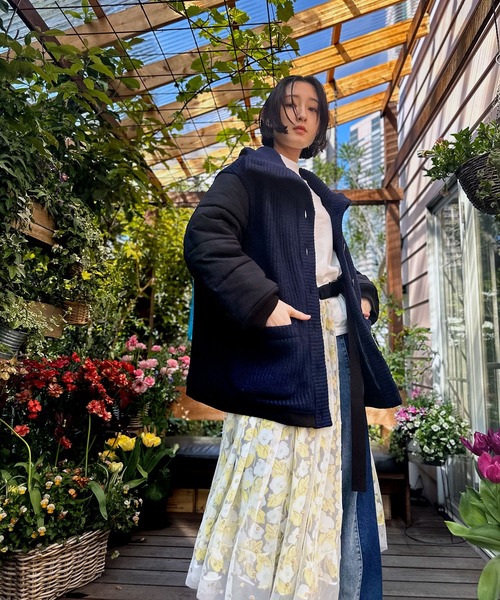 emmi　フード付き ダウンジャケット　サックスブルー AKM Contemporary（エイケイエムコンテンポラリー） ダウンジャケット