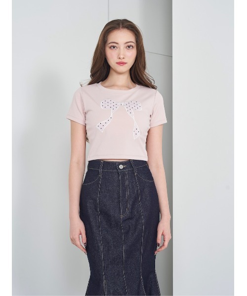 Darich（ダーリッチ） tシャツ 半袖 ドットリボンTシャツ レディース