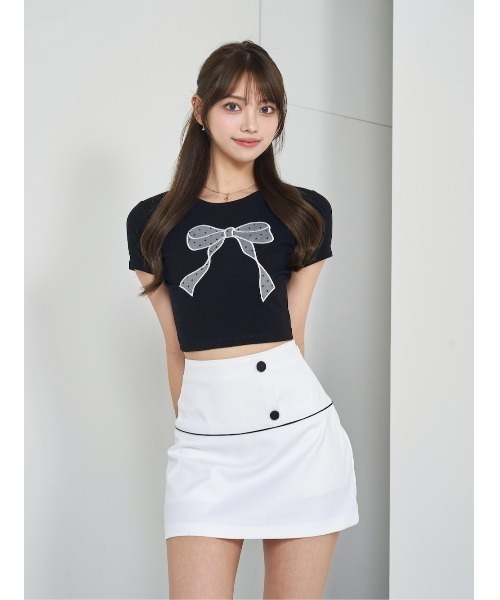 Darich（ダーリッチ） tシャツ 半袖 ドットリボンTシャツ レディース